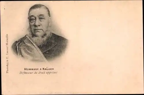 Ak Südafrika, Boer War, Burenkrieg, Hommage a Krüger, Defenseur du droit opprimé