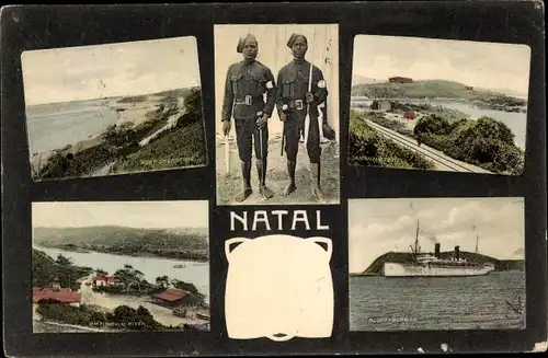 Ak Natal Südafrika, Afrikanische Soldaten, Durban Bluff, Dampfer, Port, River