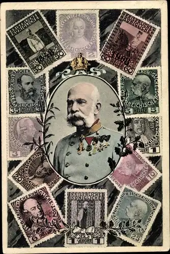 Briefmarken Ak Kaiser Franz Joseph I.