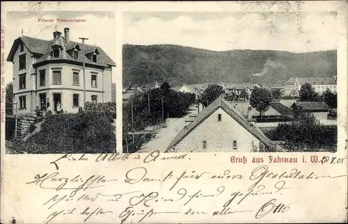 Ak Fahrnau Schopfheim in Baden Württemberg, Friseur Steinbrunner, Blick auf den Ort