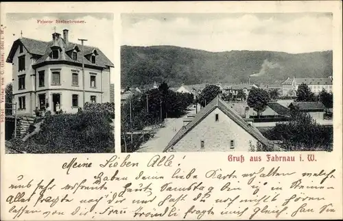 Ak Fahrnau Schopfheim in Baden Württemberg, Friseur Steinbrunner, Blick auf den Ort