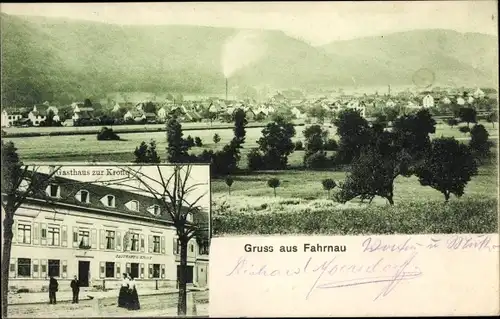 Ak Fahrnau Schopfheim in Baden, Gasthaus zur Krone, Totalansicht der Ortschaft