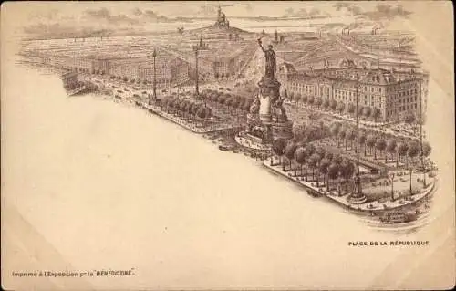 Litho Fécamp Seine Maritime, Place de la Republique, Escalier d'Honneur de la Benedictine