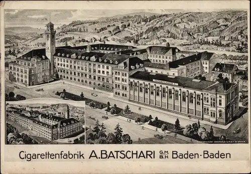 Ak Baden Baden im Schwarzwald, Zigarettenfabrik A. Batschari GmbH, Antitrust Wehr