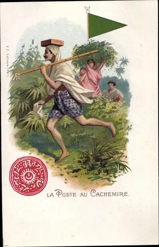 Litho Kaschmir, La Poste au Cachemire, Postbote