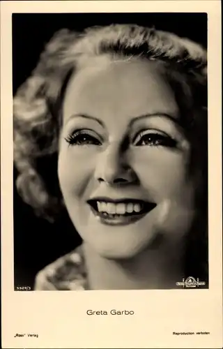Ak Schauspielerin Greta Garbo, Portrait