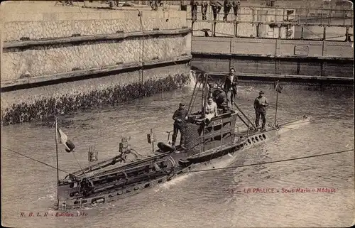 Ak Französisches Kriegsschiff, sous marin Meduse, U-Boot