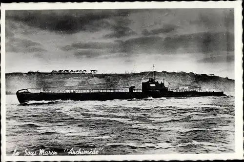 Ak Französisches Kriegsschiff, Sous marin Archimede, U-Boot