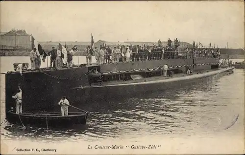 Ak Französisches Kriegsschiff, Le Croiseur Marin Gustave Zede
