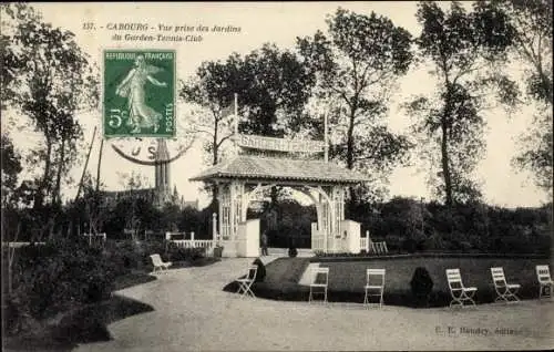 Ak Cabourg Calvados, Vue prise des Jardins du Garden Tennis Club