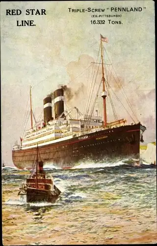 Künstler Ak Dampfer Pennland, Red Star Line