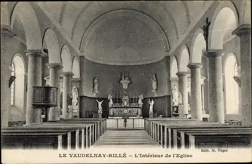 Ak Vaudelnay-Rillé Maine et Loire, Intérieur de l'Église