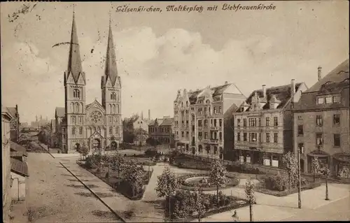 Ak Gelsenkirchen im Ruhrgebiet, Moltkeplatz, Liebfrauenkirche