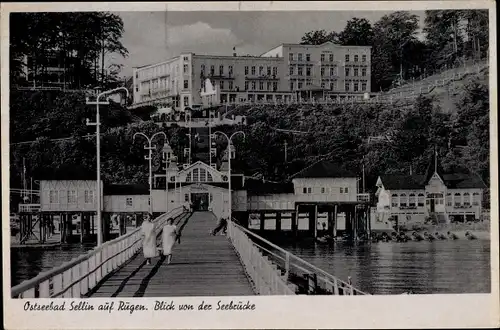 Ak Ostseebad Sellin auf Rügen, Blick von der Seebrücke