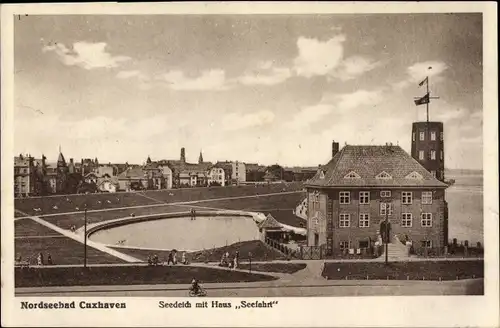 Ak Nordseebad Cuxhaven, Seedeich mit Haus Seefahrt