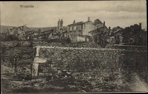 Ak Woinville Buxières sous les Côtes Meuse, Kriegszerstörungen, I.WK