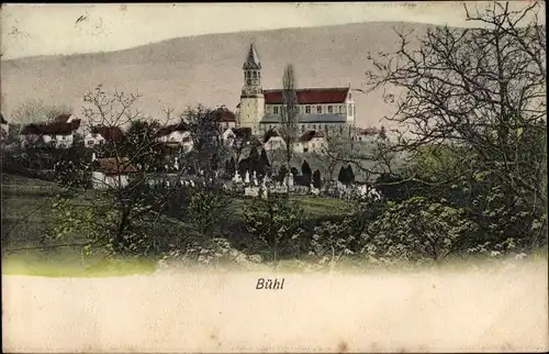 Ak Buhl Bühl Elsass Haut Rhin, Ortsansicht, Friedhof, Turm