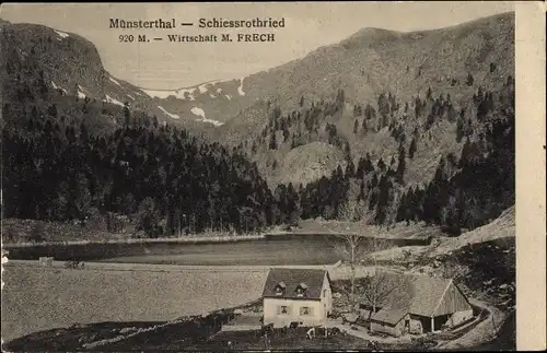 Ak Metzeral Elsass Haut Rhin, Lac du Schiessrothried, Schießrotriedweier, Münsterthal, Gasthaus
