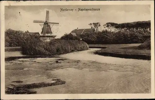 Ak Norderney in Ostfriesland, Napoleonschanze, Windmühle