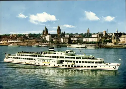 Ak Mainz in Rheinland Pfalz, MS Loreley mit Blick auf den Ort