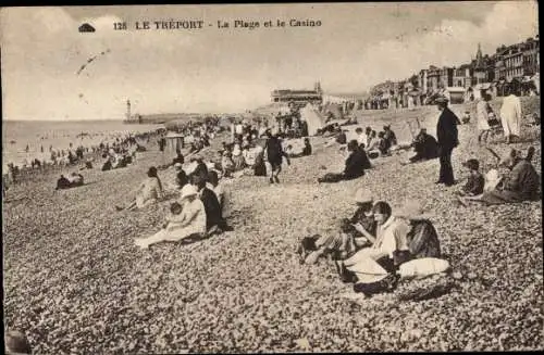 Ak Le Tréport Seine Maritime, La Plage, Le Casino