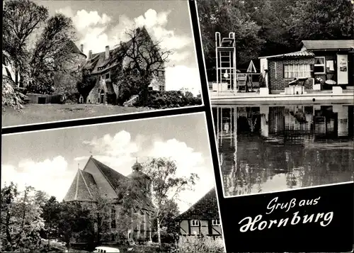 Ak Hornburg Schladen Werla Niedersachsen, Kirche, Burg, Schwimmbad