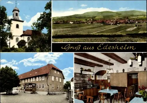 Ak Edesheim Northeim in Niedersachsen, Kirche, Panorama, Kolonialwaren und Gasthaus Zur Linde