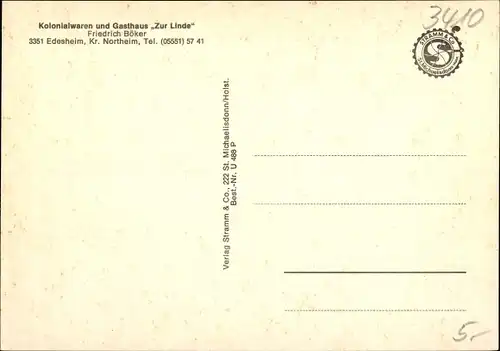 Ak Edesheim Northeim in Niedersachsen, Kirche, Panorama, Kolonialwaren und Gasthaus Zur Linde