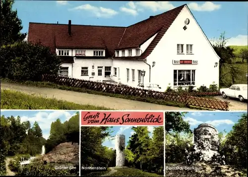 Ak Börninghausen Preußisch Oldendorf Westfalen, GRüner See, Bismarck Denkmal, Nonnenstein