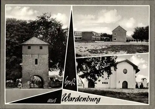 Ak Wardenburg in Oldenburg, Tor, Kirche, Schule