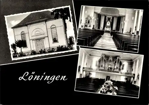 Ak Löningen Oldenburger Münsterland, Kirche, Innenansicht, Frontalansicht