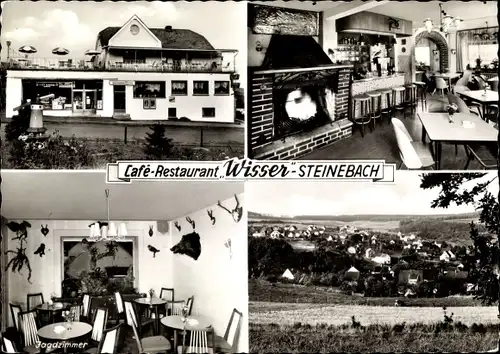 Ak Steinebach im Westerwald, Gesamtansicht, Café Restaurant Wisser, Miniatur Windmühlen