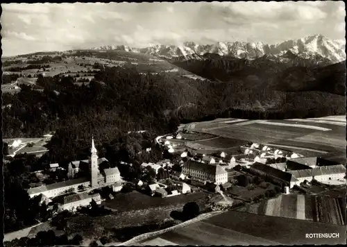 Ak Rottenbuch in Oberbayern, Fliegeraufnahme, Wetterstein-Hochgebirge