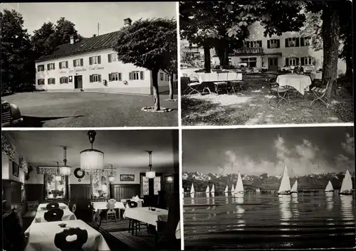 Ak Feldafing am Starnberger See Oberbayern, Gasthaus Zum Fischmeister, Segelboote