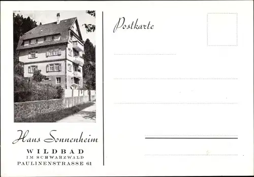 Ak Bad Wildbad im Schwarzwald, Haus Sonnenheim, Paulinenstraße 61