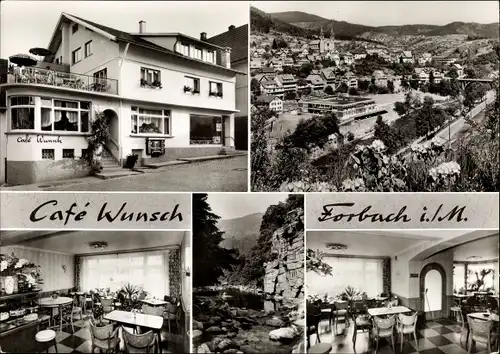 Ak Forbach im Schwarzwald, Gesamtansicht, Cafe Restaurant Wunsch, Murgtal