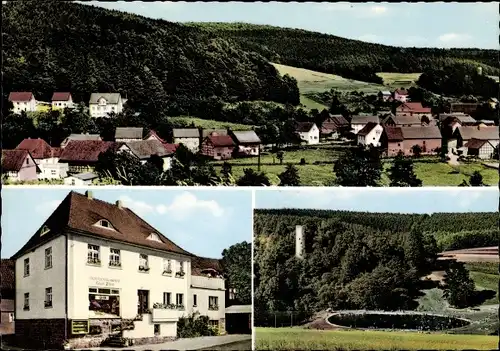 Ak Wallenstein Knüllwald Hessen, Gesamtansicht, Geschäft, Wasserpartie