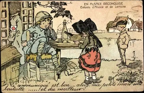 Ak En Alsace Reconquise, Enfants d'Alsace et de Lorraine