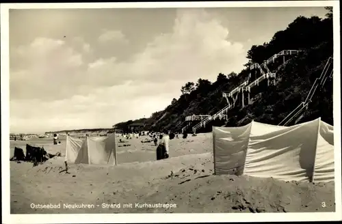 Ak Pionerski Neukuhren Ostpreußen, Strand, Kurhaustreppe