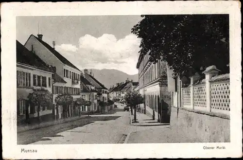 Ak Murnau am Staffelsee in Oberbayern, Oberer Markt, Straßenpartie