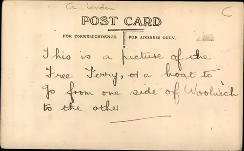 Ak Woolwich London, Free Ferry