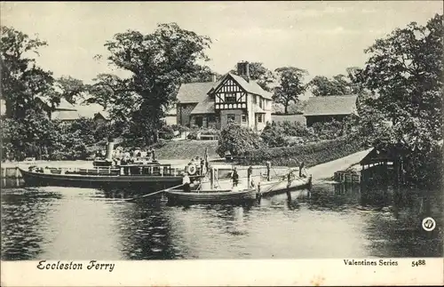 Ak Eccleston Cheshire England, Eccleston Ferry, Flussüberquerung