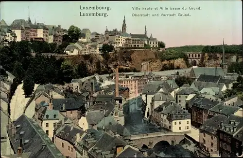 Ak Luxemburg Luxembourg, Ville haute, Ville basse du Grund