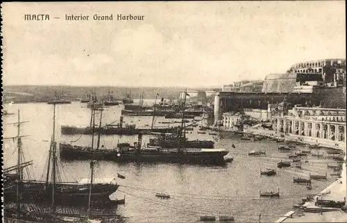 Ak Malta, Interior Grand Harbour, Dampfschiffe