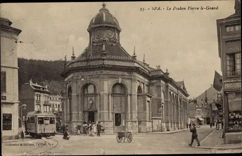 Ak Spa Wallonien Lüttich, Le Poubon Pierre le Grand, tramway