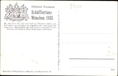 Ak München Bayern, Schäfflertanz 1935, Fahnengruppe