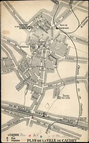 Stadtplan Ak Caudry Nord, Plan de la Ville