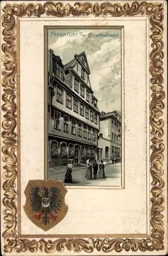 Präge Wappen Litho Frankfurt am Main, Goethehaus