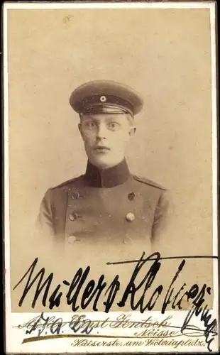 CdV Junger Mann in Uniform, Engelmann, Soldat, Neisse 1894/95