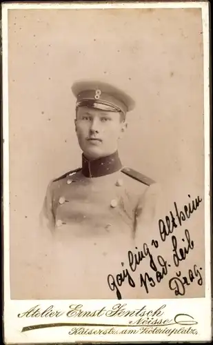 CdV Junger Mann in Uniform, Gayling v. Altheim, Bad. Leib Dragoner, Soldat, Neisse 1894/95